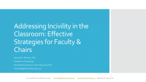 Addressing Incivility in the Classroom