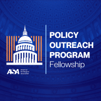 white text and illustration of capitol building on blue background
